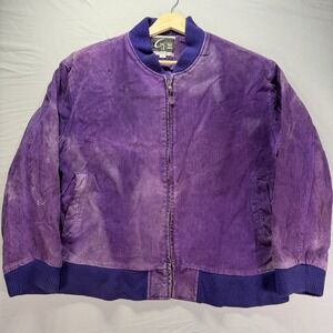 Vintage Global Identity G-III Leather Jacket Womens Medium Purple Bomber 90s
